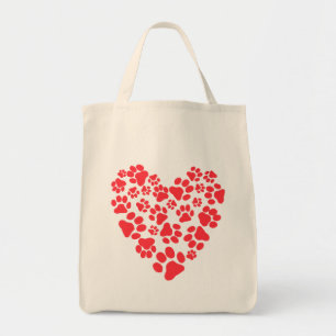 Tote Bag Coeur de Valentine d'empreintes de pattes de chien