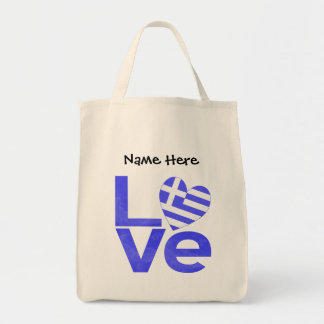 Tote Bag Cœur drapeau bleu Grèce LOVE personnalisé 