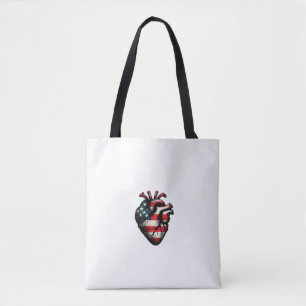 Tote Bag Coeur du drapeau américain - 4 juillet & Fête de l