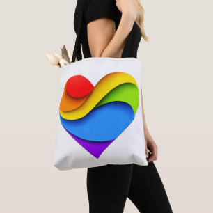 Tote Bag Cœur en forme de SlipperyJoe arc-en-ciel rouge ora