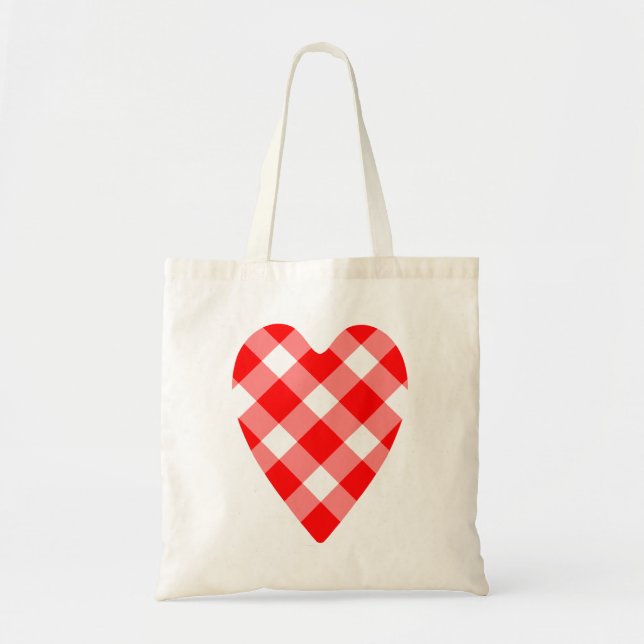 Tote Bag Coeur en vichy (Devant)