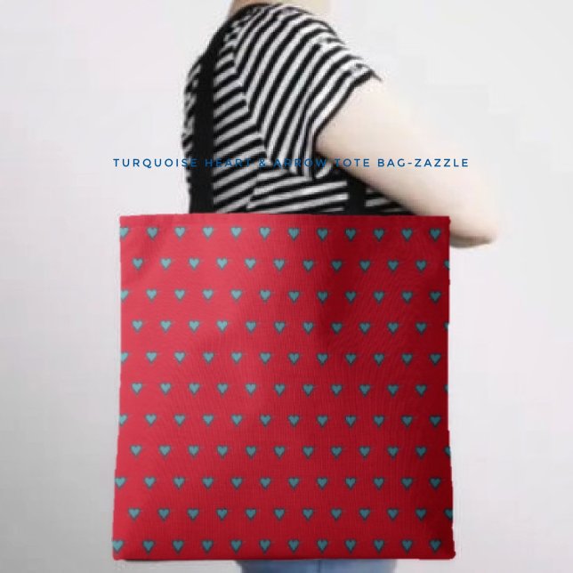 Tote Bag Coeur et flèche turquoise (Créateur téléchargé)