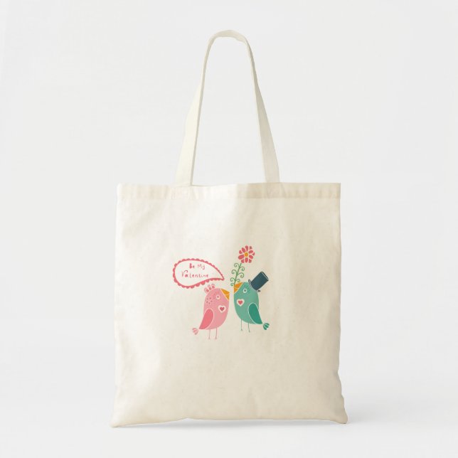 Tote Bag Coeur et Inséparables mignons Soyez ma Saint-Valen (Devant)