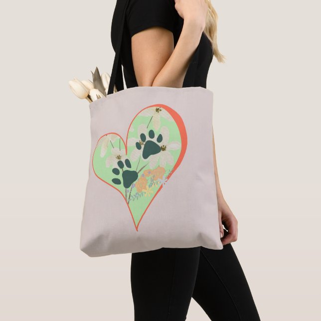 Tote Bag Coeur et pattes (De près)
