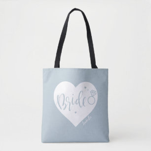 Tote Bag Coeur et script bleu Dusty livreur d'informations