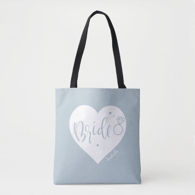 Tote Bag Coeur et script bleu Dusty livreur d'informations  (Devant)