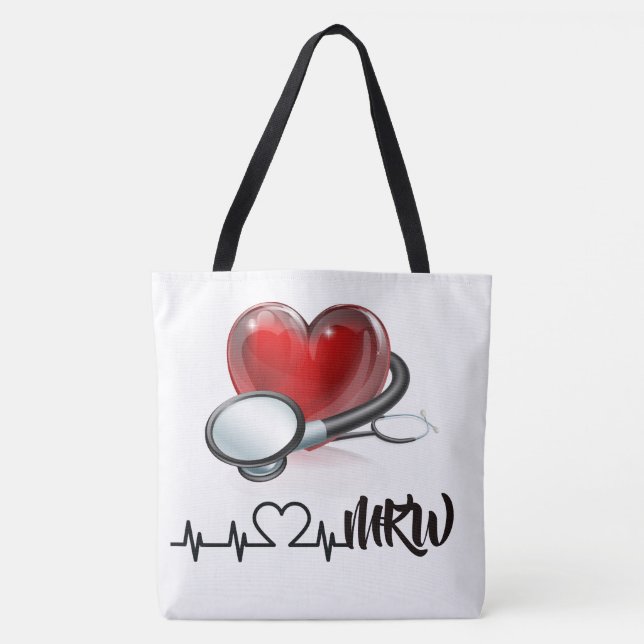 Tote Bag Coeur et stéthoscope Grand Fourre-tout (Devant)