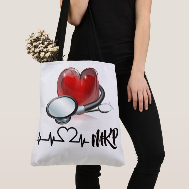 Tote Bag Coeur et stéthoscope Grand Monogramme Fourre-tout (De près)