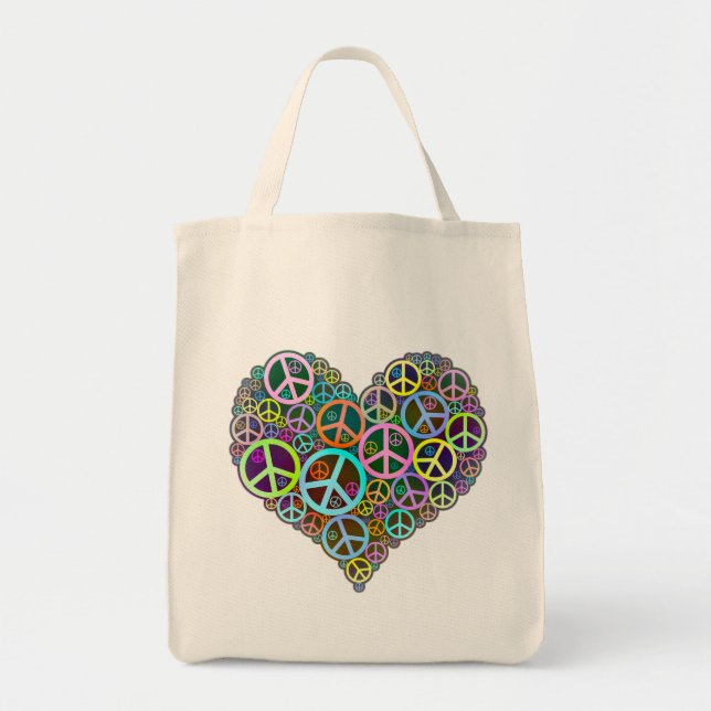 Tote Bag Coeur frais d'amour de paix (Devant)