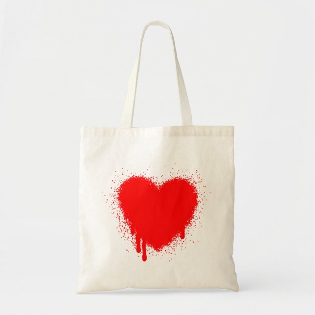 Tote Bag Coeur grunge - rouge (Devant)