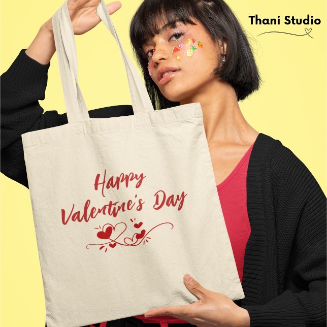 Tote Bag Coeur Heureuse Sainte-Valentin Typographie moderne (Créateur téléchargé)