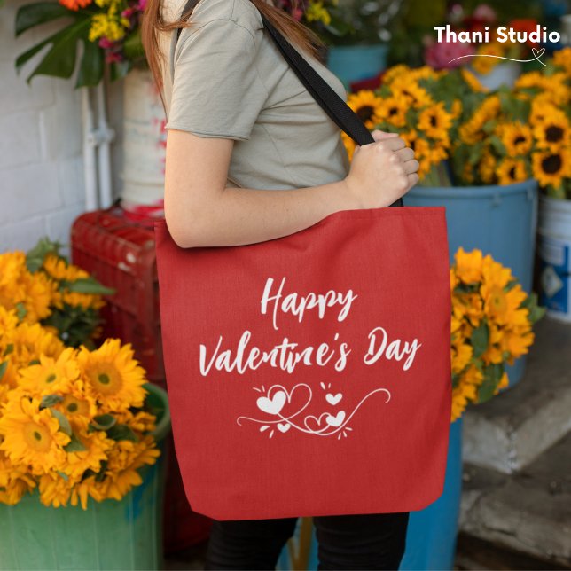 Tote Bag Coeur Heureuse Sainte-Valentin Typographie moderne (Créateur téléchargé)