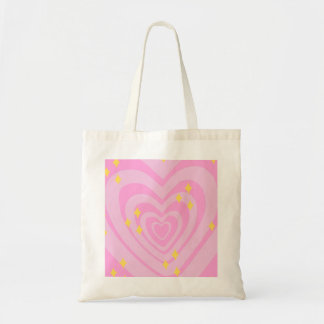 Tote Bag Coeur hypnotique rose motif Y2K avec étincelles