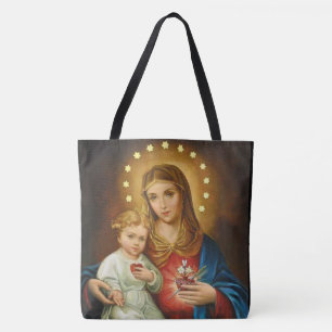 Tote Bag Coeur impeccable vintage de Mary w/Baby Jésus