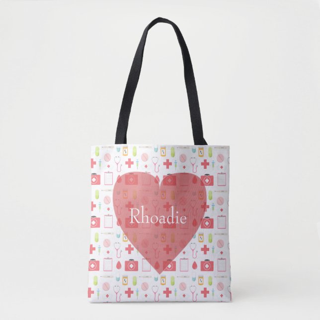 Tote Bag Coeur infirmière (Devant)