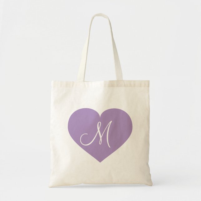 Tote Bag Cœur Lavande Monogramme (Devant)