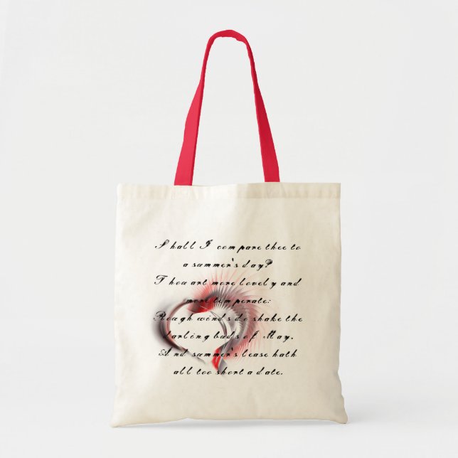 Tote Bag Coeur métallique avec sonnet de Shakespeare 18 (Devant)