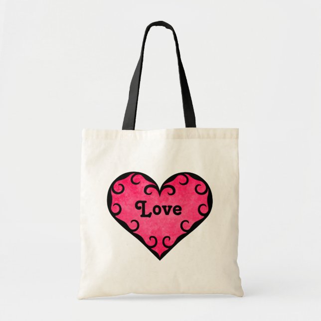Tote Bag Coeur mignon rose poupée (Devant)