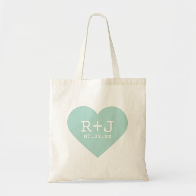 Tote Bag Coeur Monogramme Faveur de mariage (Devant)
