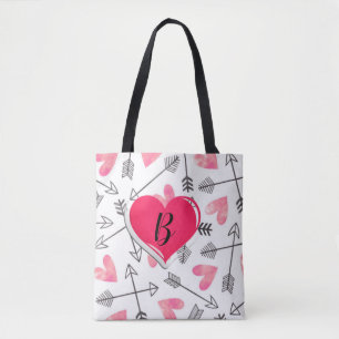Tote Bag Coeur personnalisable rose et noir