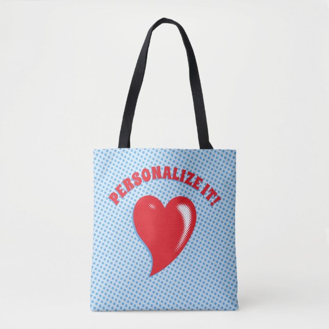 Tote Bag Cœur Pop Art Rouge (Devant)