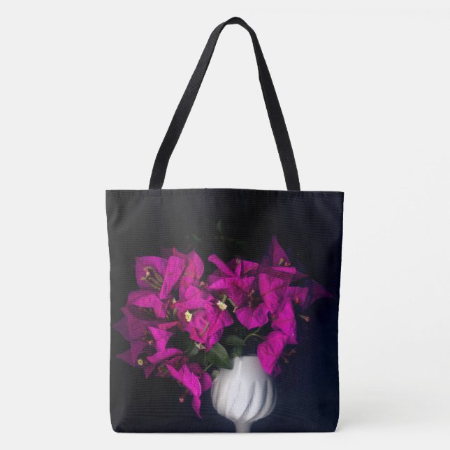Tote Bag Coeur rose en noir (Devant)