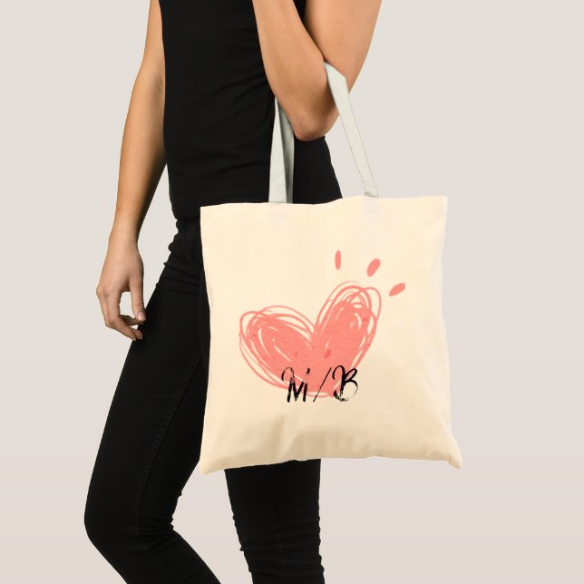 Tote Bag Coeur rose vif Saint-Valentin (Devant (produit))