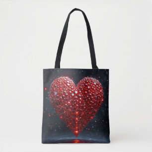 Tote Bag Cœur rouge brillant