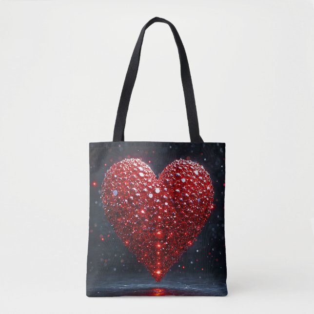 Tote Bag Cœur rouge brillant (Devant)