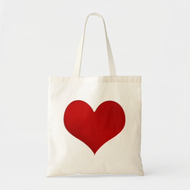 Tote Bag Cœur Rouge/Faux Feuille (Devant)