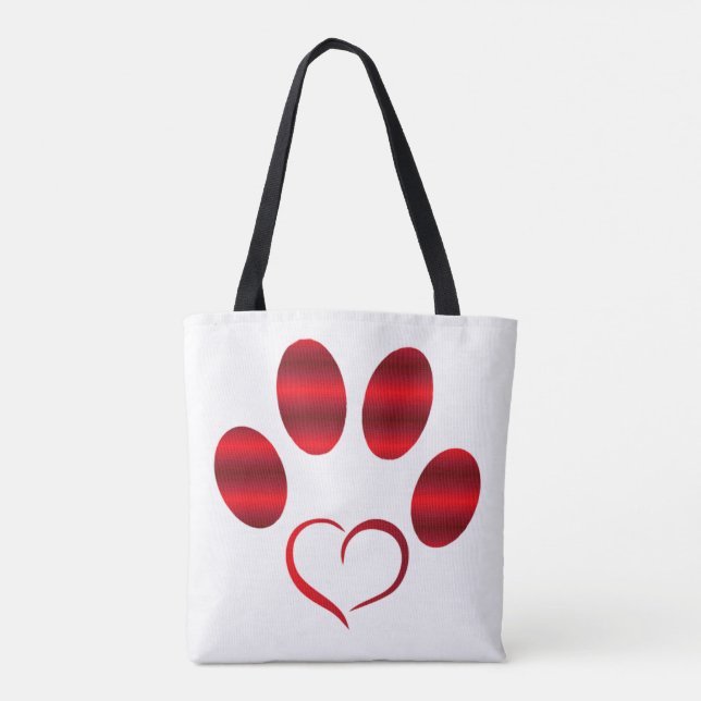 Tote Bag Cœur Rouge Patte (Dos)