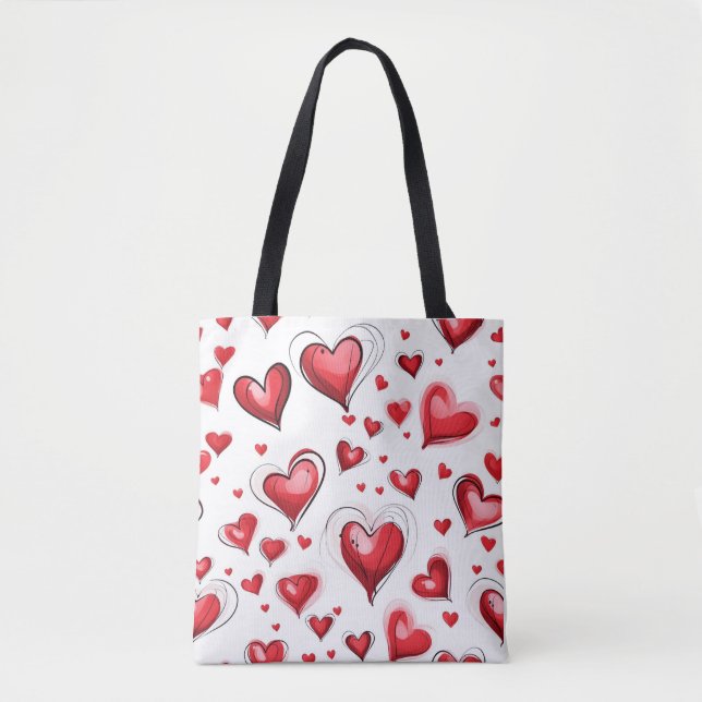 Tote Bag Coeur rouge Valentin collage (Devant)