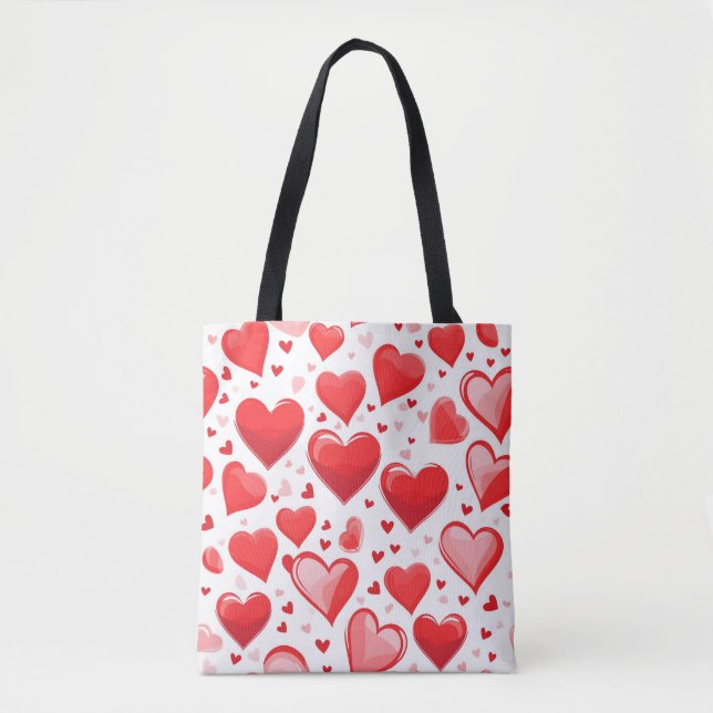 Tote Bag Coeur rouge Valentin collage (Devant)
