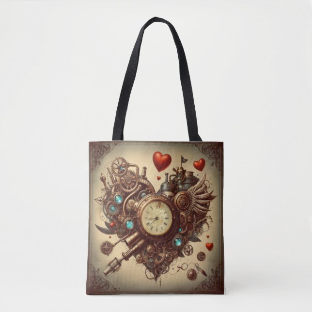 Tote Bag Coeur Steampunk/Saint-Valentin (Devant)