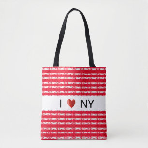 Tote Bag Coeur sur motif rayé blanc et rouge élégant