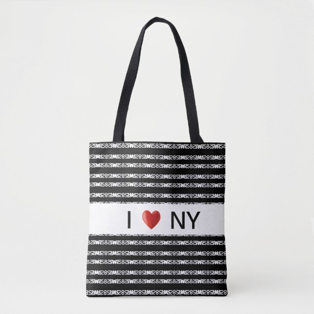 Tote Bag Coeur sur motif rayé noir & blanc élégant (Devant)