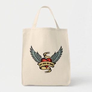 Tote Bag Coeur vintage Avec Ailes, L'Amour Vous Donne Des A