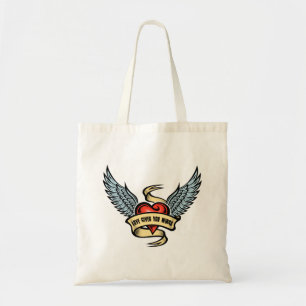 Tote Bag Coeur vintage Avec Ailes, L'Amour Vous Donne Des A