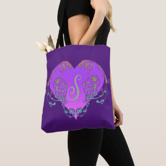 Tote Bag Coeur violet élégant et romantique avec de la pros