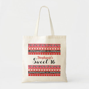 Tote Bag Coeur zèbre rouge Sweet 16 Collier
