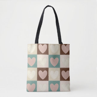 Tote Bag Cœurs à Damier Grille