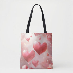 Tote Bag Cœurs Amoureux en Fleur