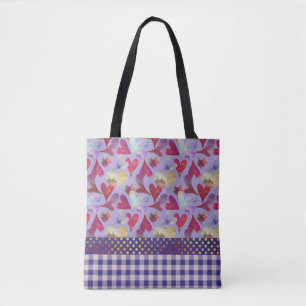 Tote Bag Coeurs aquarelles peints Valentine Collage