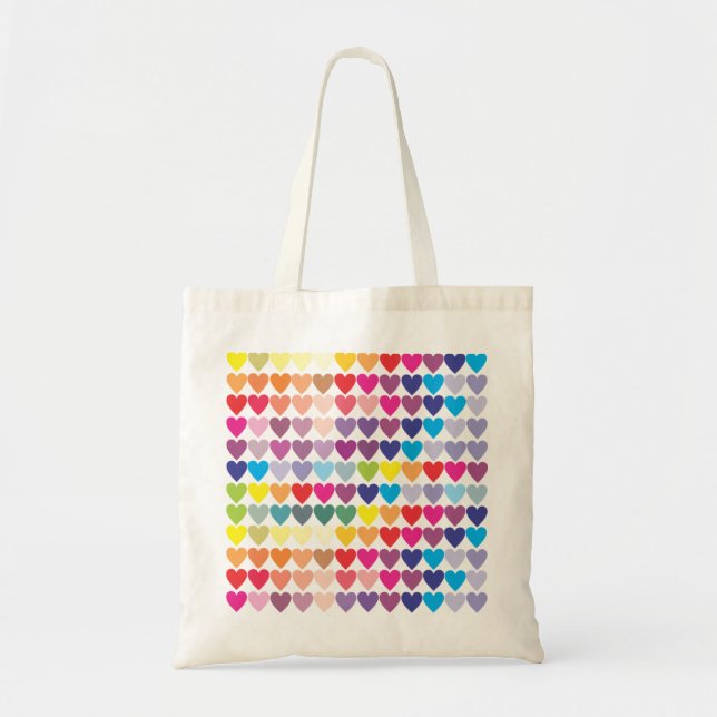 Tote Bag Coeurs arc-en-ciel (Devant)