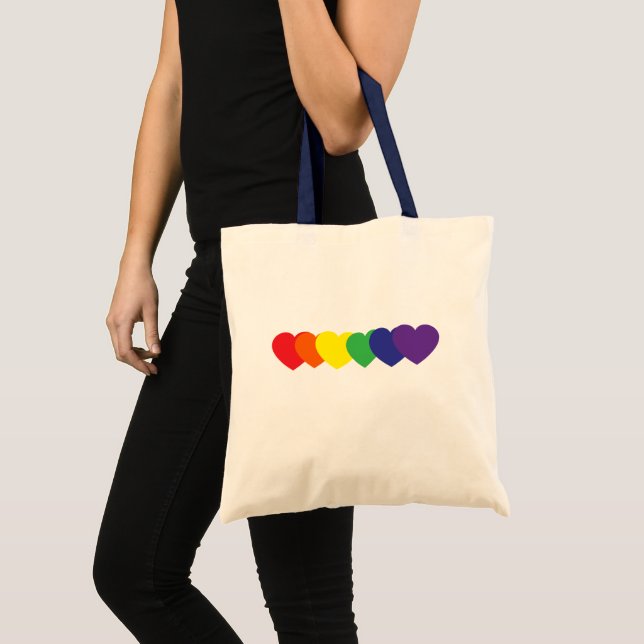 Tote Bag Coeurs arc-en-ciel (Devant (produit))