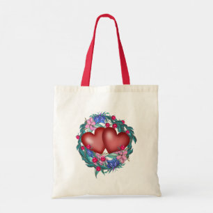 Tote Bag Coeurs avec couronne de fleurs