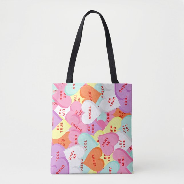 Tote Bag Coeurs avec des paroles Saint Valentin Fourre-tout (Devant)