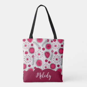 Tote Bag Coeurs blancs blancs blancs blancs Whimsical fleur