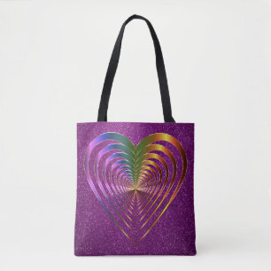 Tote Bag Coeurs brillants dans un coeur violet Parties scin