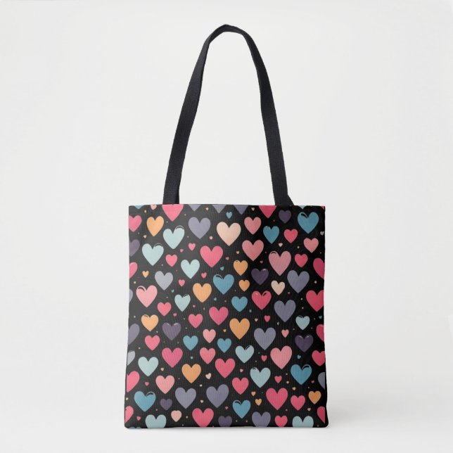 Tote Bag Coeurs colorés Saint Valentin (Devant)
